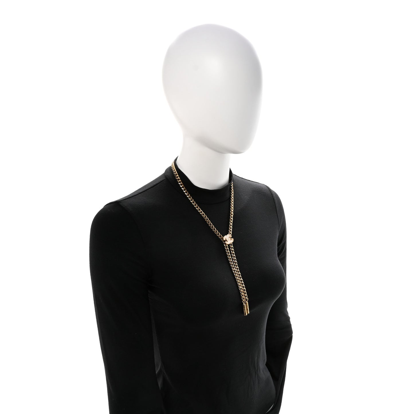 Metal Resin Chain CC Bolo Necklace Gold
