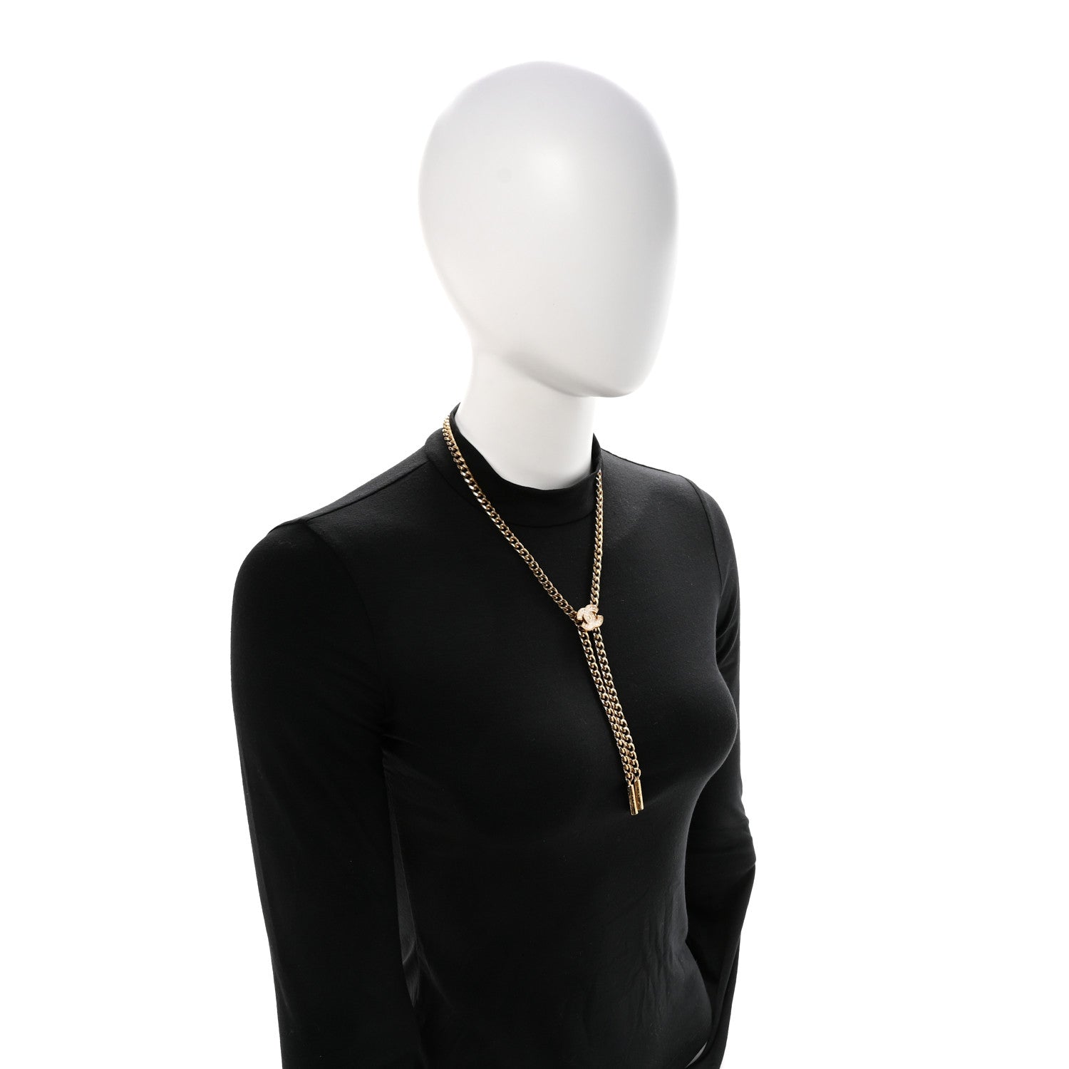 Chanel Metal Resin Chain CC Bolo Necklace Gold 2 of 6