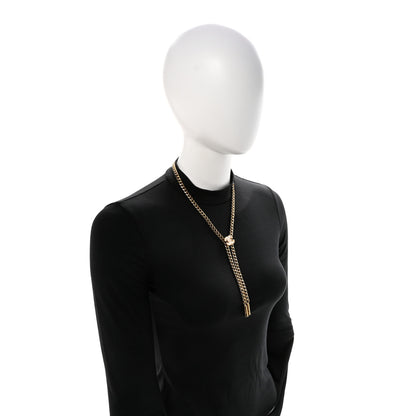Chanel Metal Resin Chain CC Bolo Necklace Gold 2 of 6