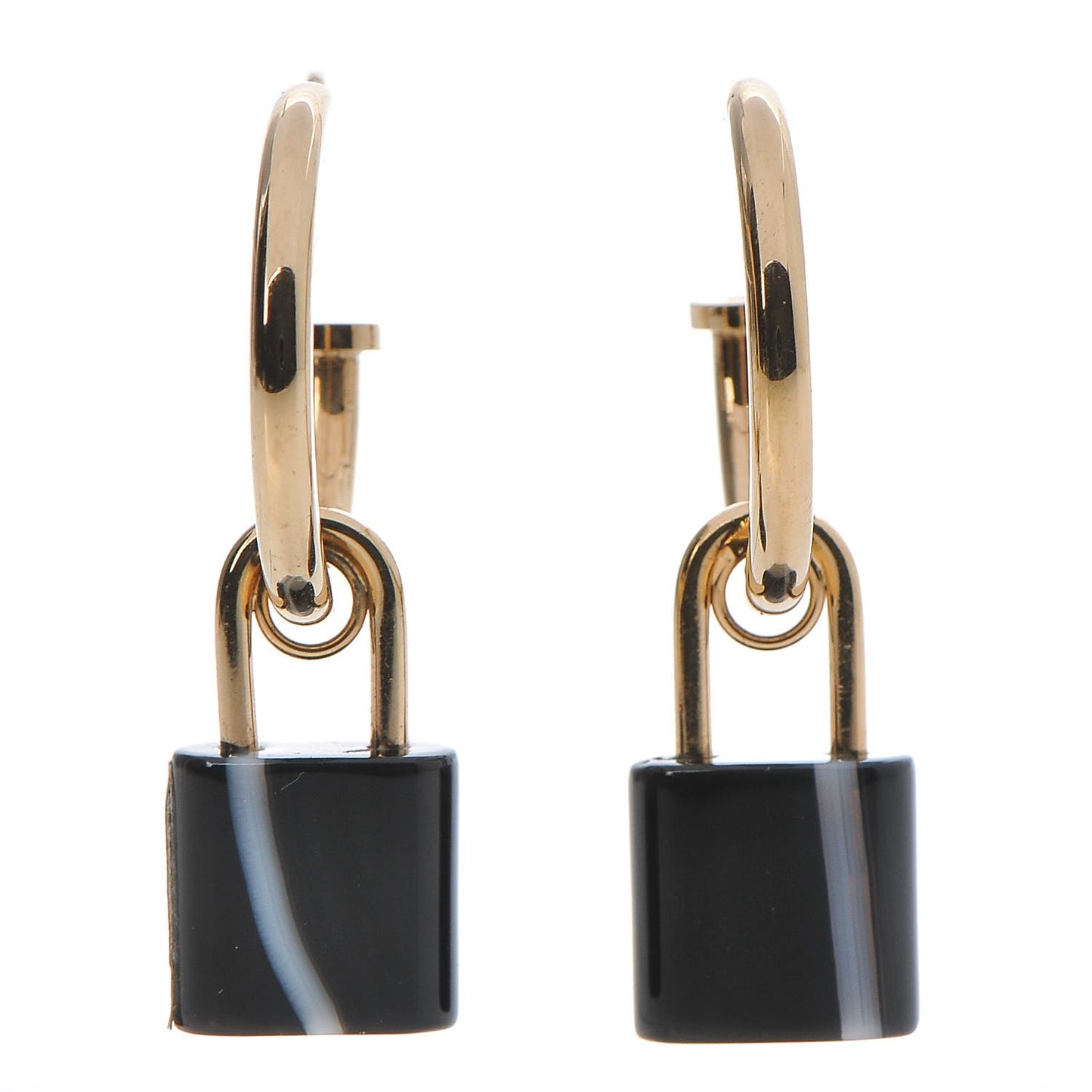Resin Padlock Hoop Earrings Black