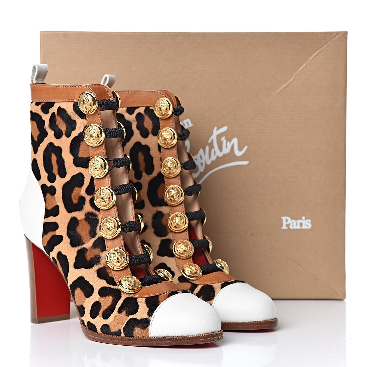 Christian Louboutin Calf Hair Leopard Print Who Dances 85 Ankle Boots 39 Gold Fauve 10 of 11