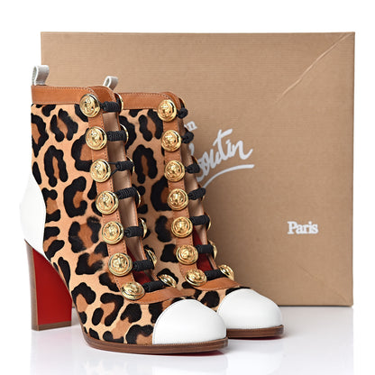 Christian Louboutin Calf Hair Leopard Print Who Dances 85 Ankle Boots 39 Gold Fauve 10 of 11
