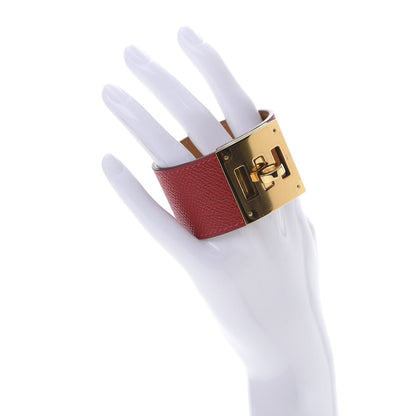Hermes Epsom Kelly Dog Bracelet Rouge Casaque 2 of 6