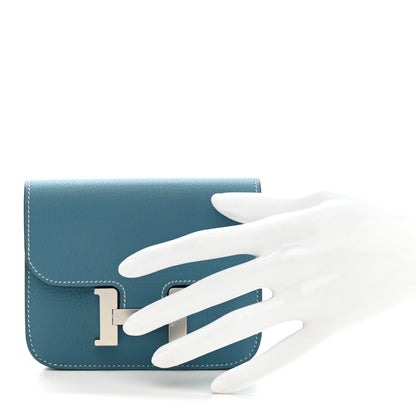Hermes Evercolor Constance Slim Wallet Blue Jean 3 of 9