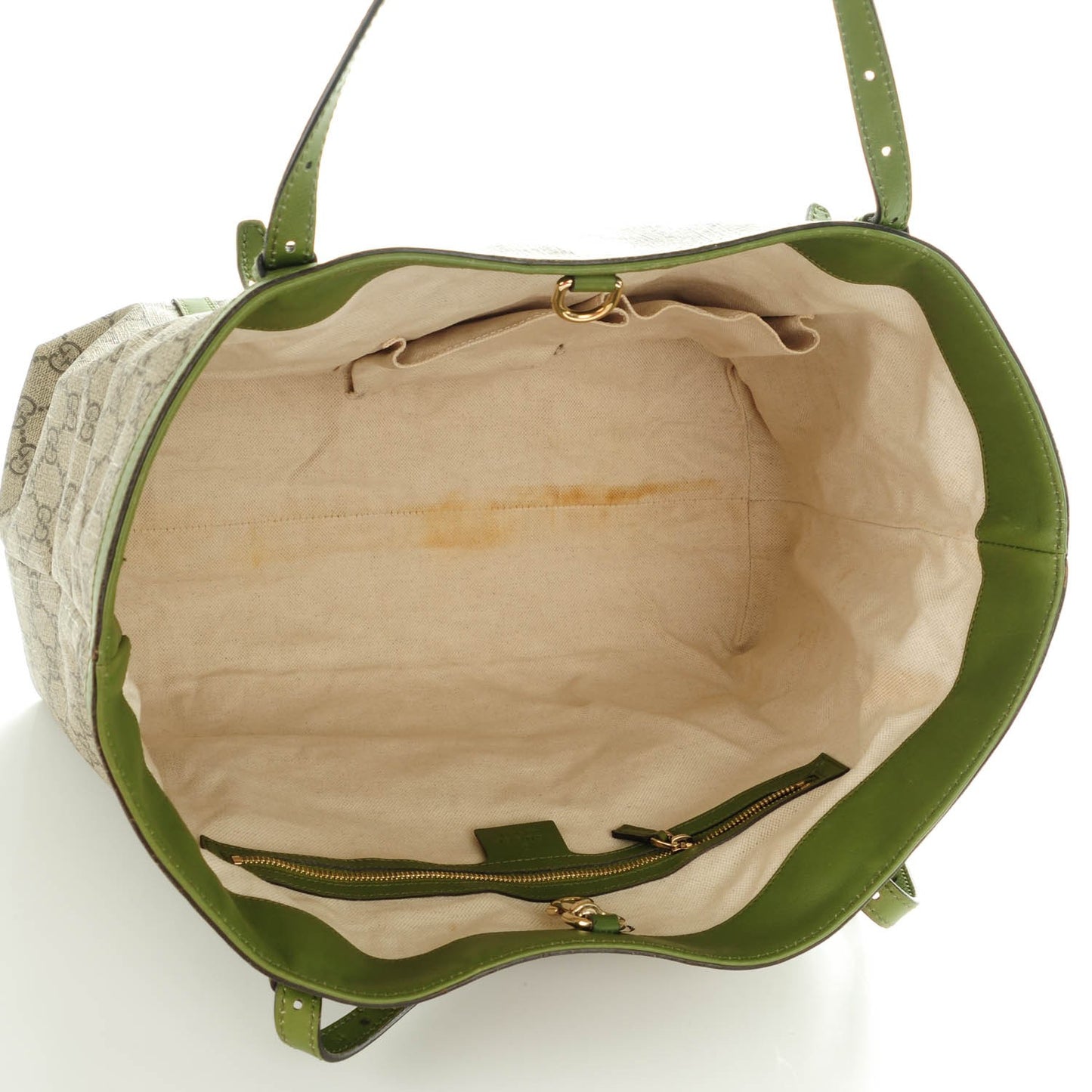 GG Supreme Monogram Medium Nice Tote Green
