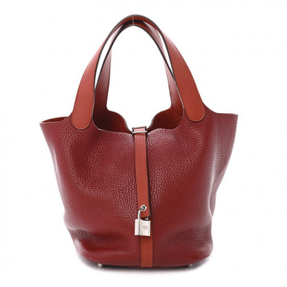 Hermes Taurillon Clemence Swift Picotin Lock 22 MM Rouge H Brique 1 of 8
