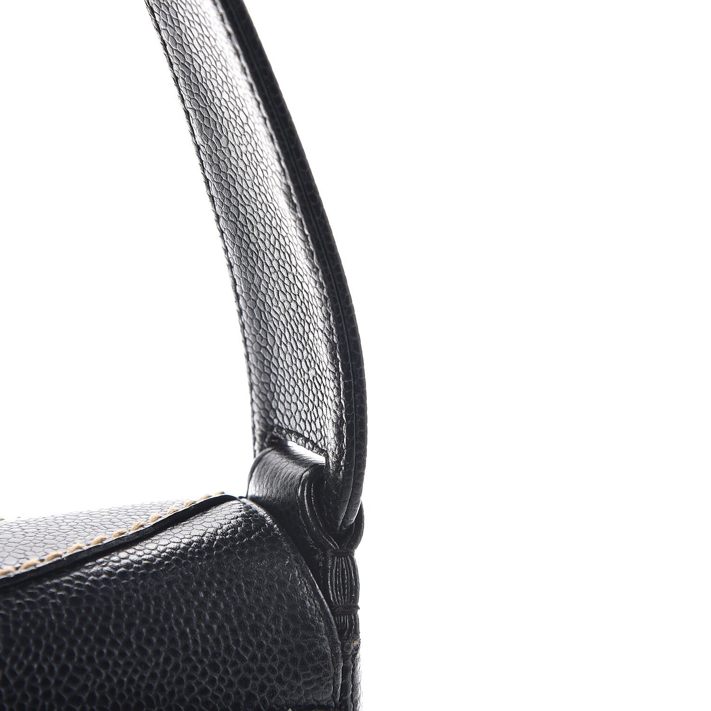 Caviar CC Stitched Medium Flap Shoulder Bag Black