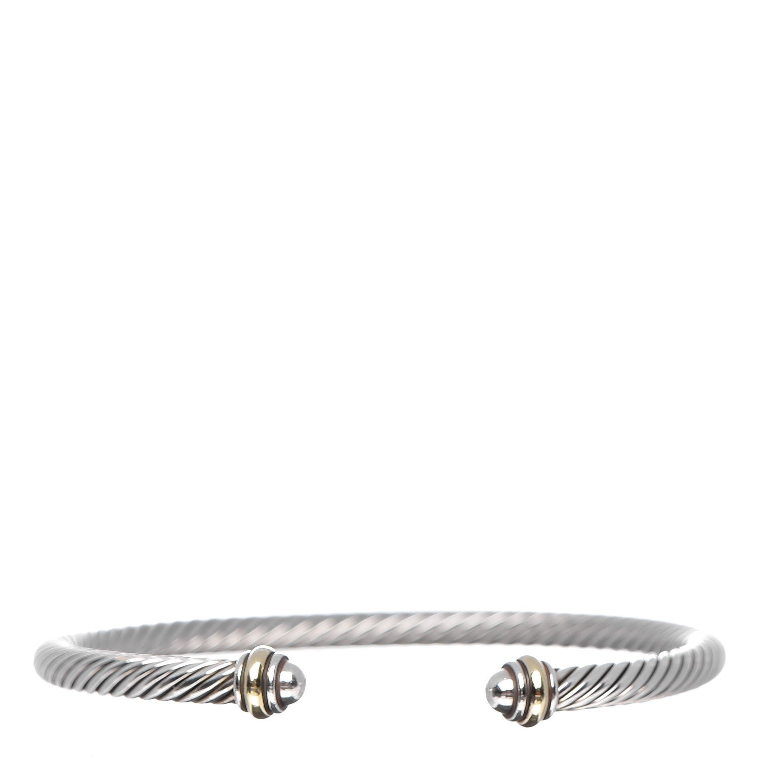 David Yurman Sterling Silver 18K Yellow Gold 4mm Cable Classics Bracelet 1 of 5