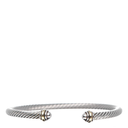 David Yurman Sterling Silver 18K Yellow Gold 4mm Cable Classics Bracelet 1 of 5