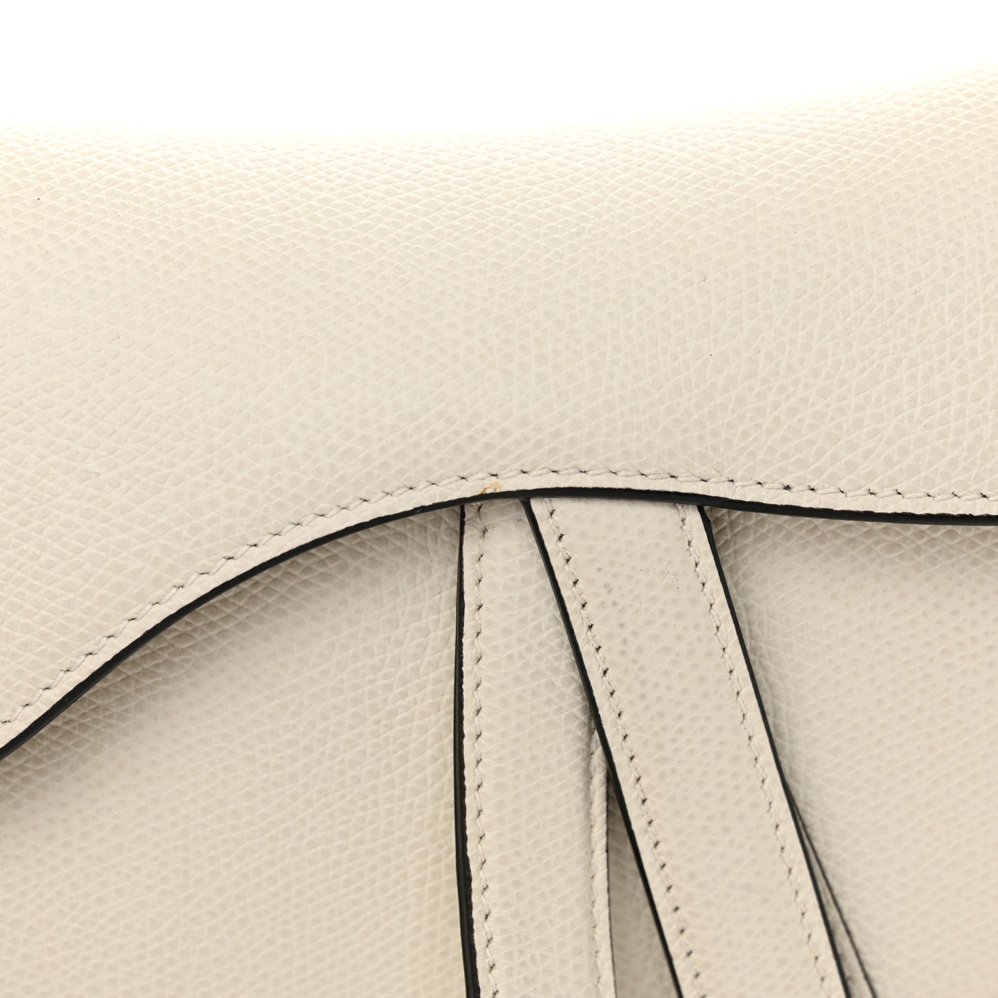 Grained Calfskin Mini Saddle Bag White