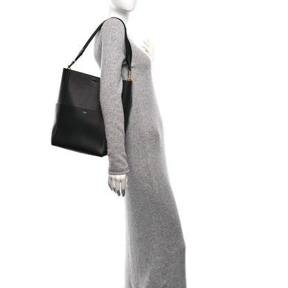 Celine Soft Grained Calfskin Sangle Bucket Bag Black 2 of 11
