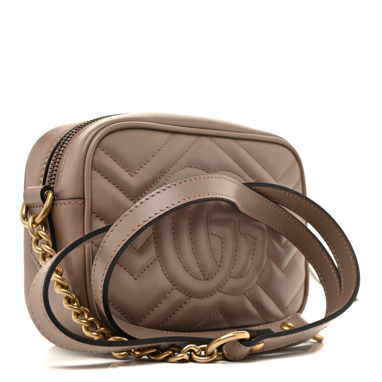 Calfskin Matelasse Mini GG Marmont Chain Shoulder Bag Porcelain Rose