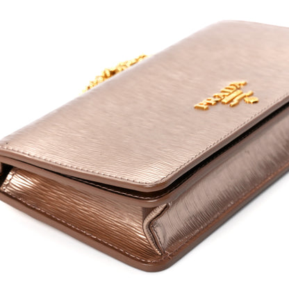 Prada Metallic Vitello Move Oro Chain Wallet Cipria Mordore 9 of 10