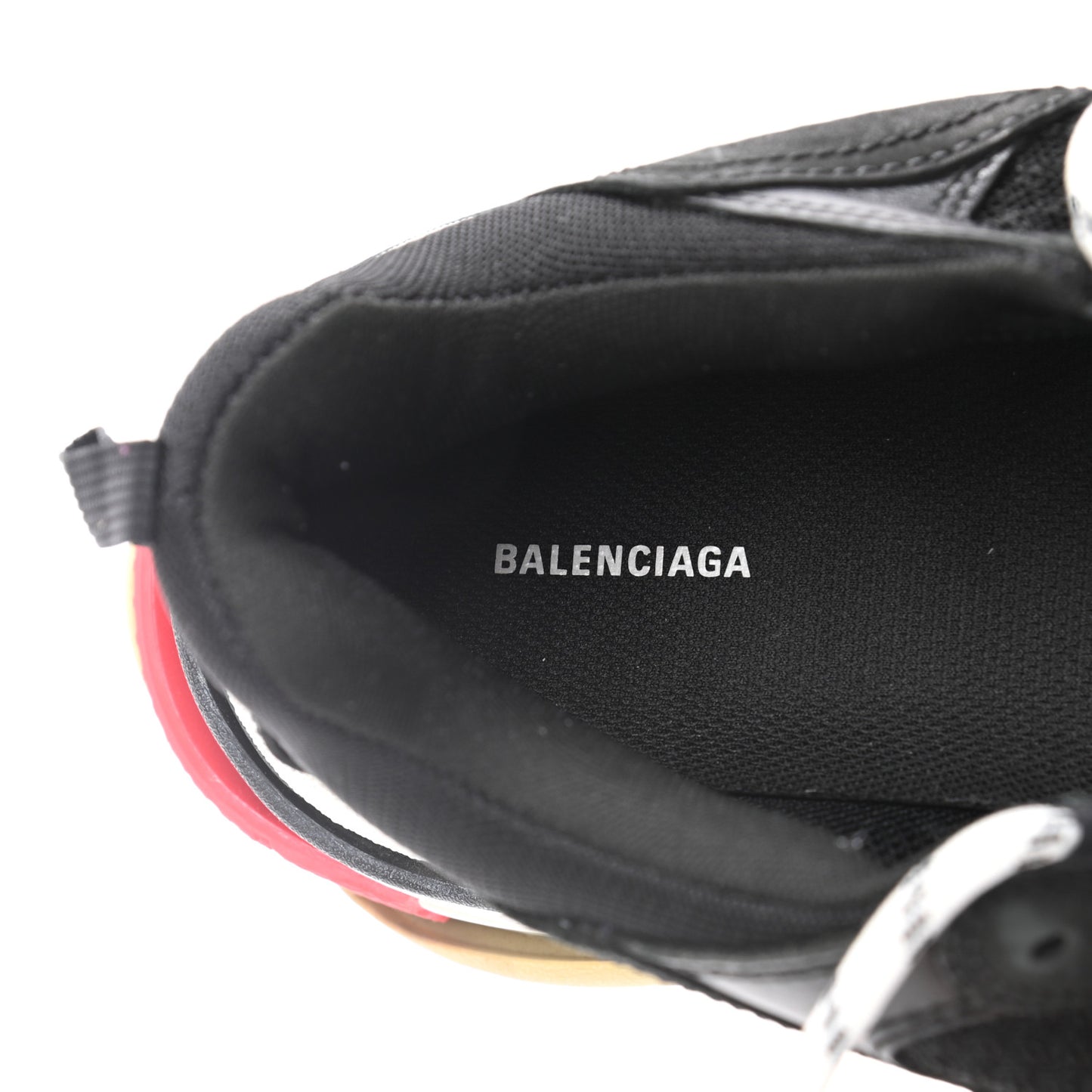 Fabric Mesh Washed Effect Mens Triple S Sneakers 41 Black Red