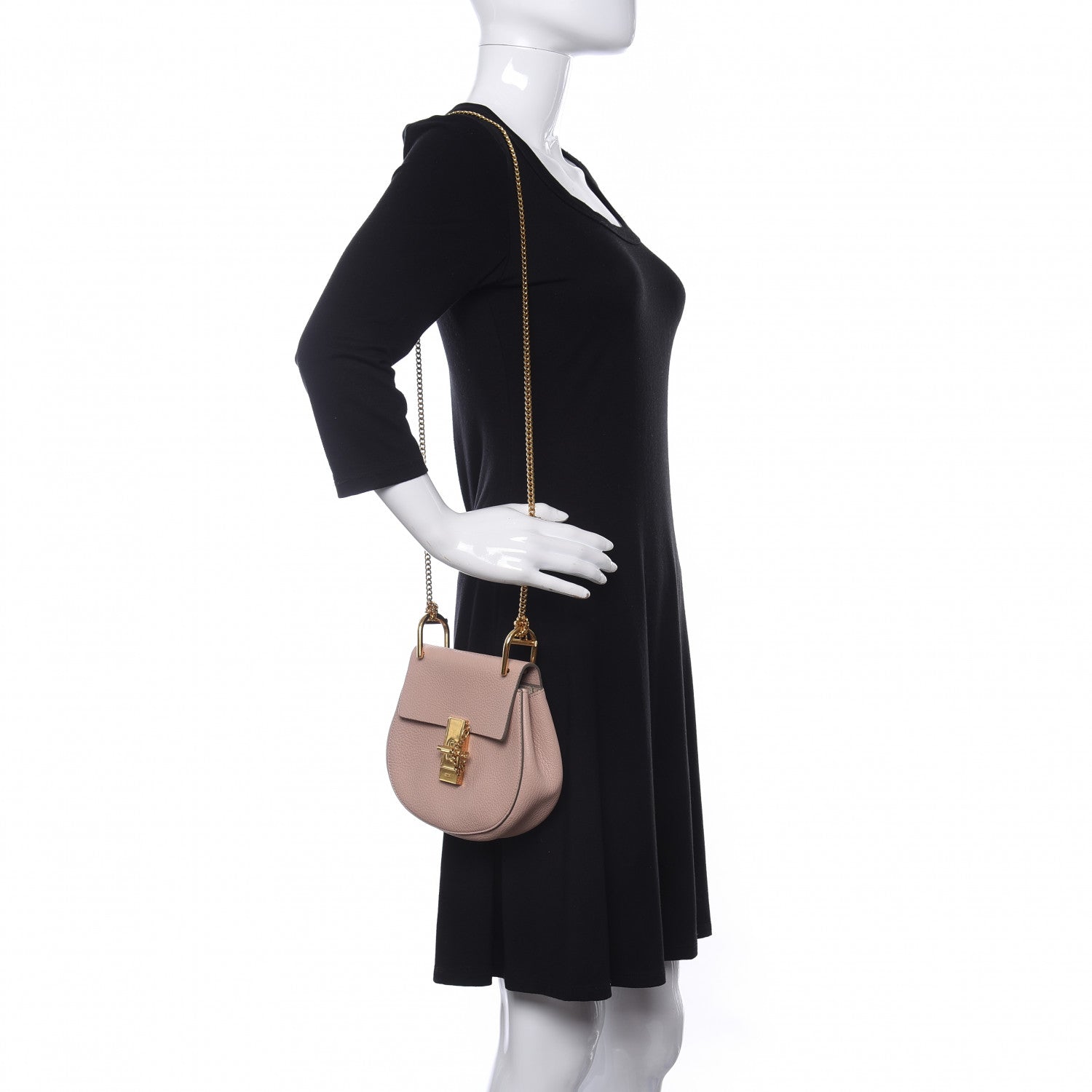 Chloe Grained Lambskin Mini Drew Shoulder Bag Cement Pink 2 of 8