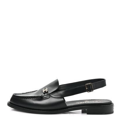 Chanel Calfskin Crystal Slingback Loafers 40 Black 1 of 9