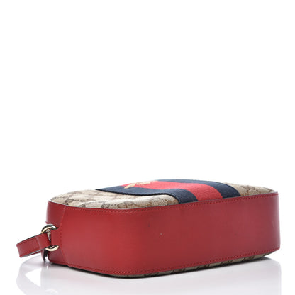 Gucci Monogram GG Supreme Web Small Webby Bee Shoulder Red 4 of 14