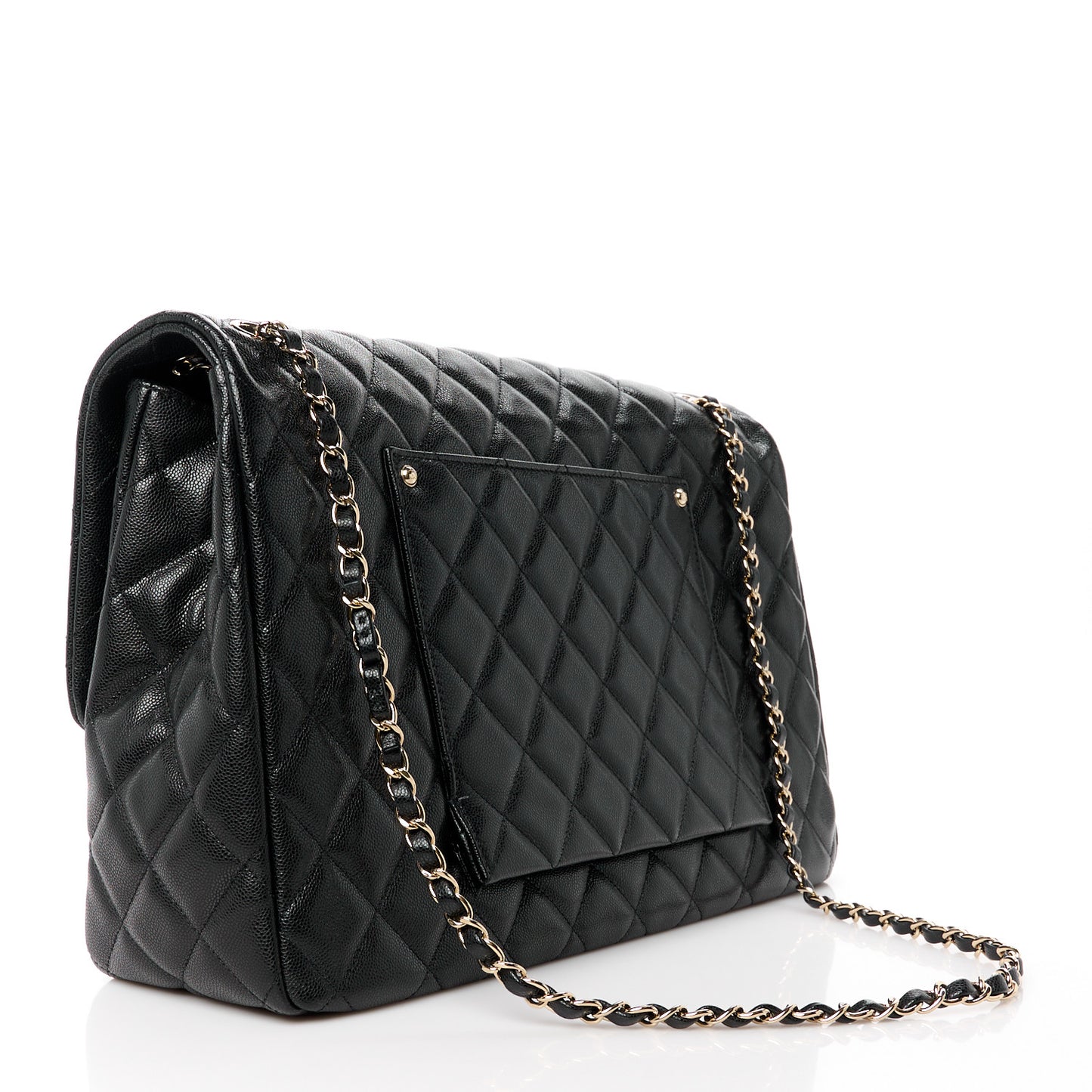 Caviar Quilted XXL Travel Flap Bag Black