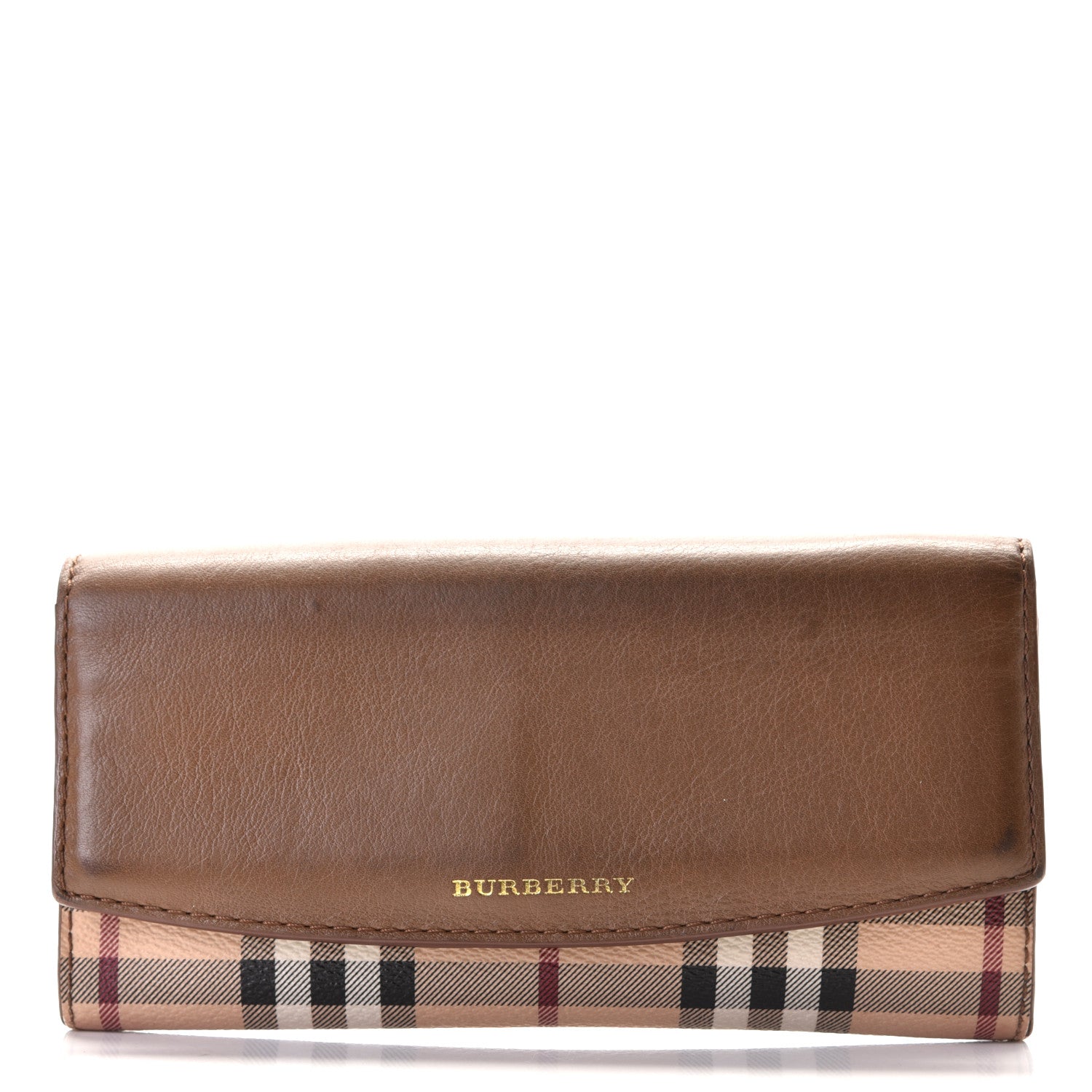 Burberry Calfskin Horseferry Check Porter Continental Wallet Tan 1 of 8