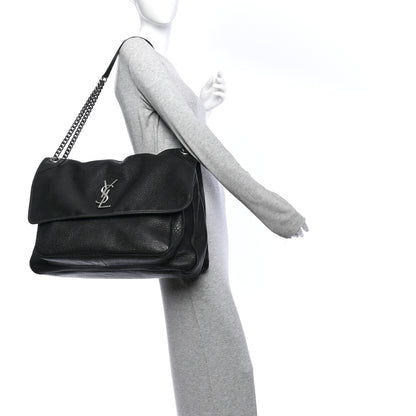 Saint Laurent Grained Lambskin Monogram Oversized Niki Chain Satchel Black 2 of 10