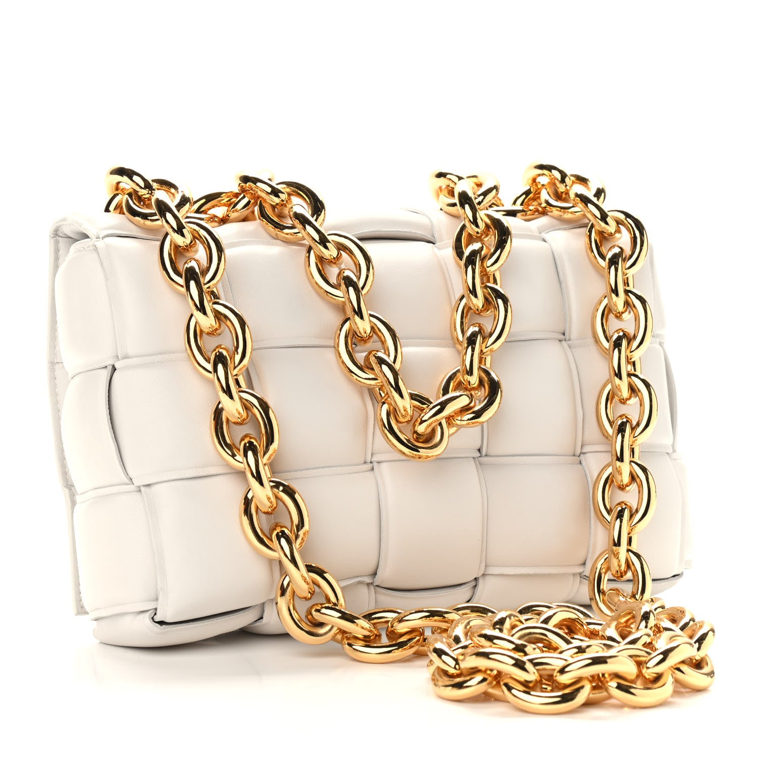 Bottega Veneta Lambskin Maxi Intreccio Padded Chain Cassette Crossbody Bag White 3 of 9