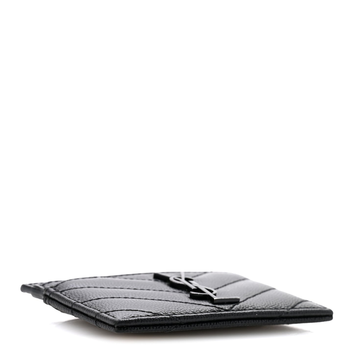 Grain De Poudre Matelasse Chevron Monochrome Monogram Credit Card Case Black