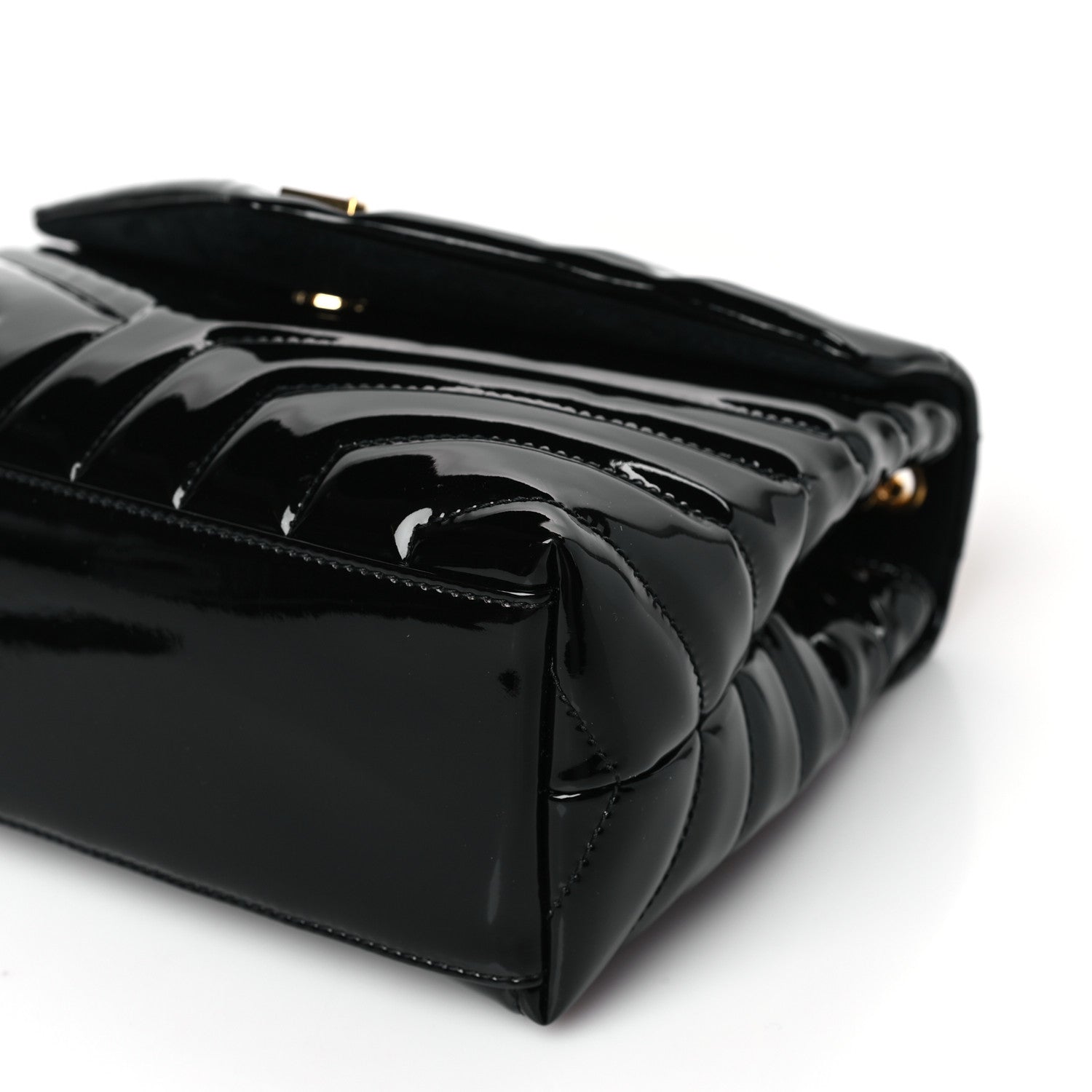 Saint Laurent Patent Y Quilted Monogram Small Loulou Chain Satchel Black 9 of 9