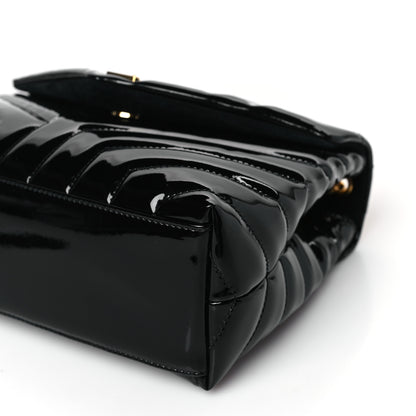 Saint Laurent Patent Y Quilted Monogram Small Loulou Chain Satchel Black 9 of 9