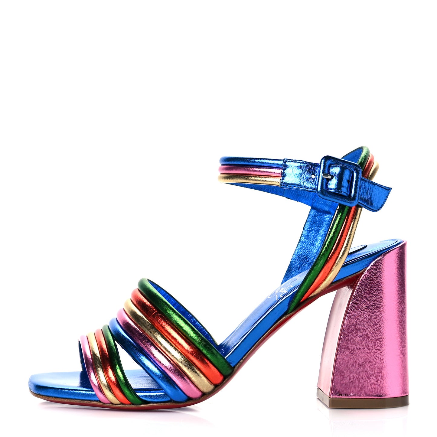 Metallic Calfskin Manola Sandals 35 Multicolor