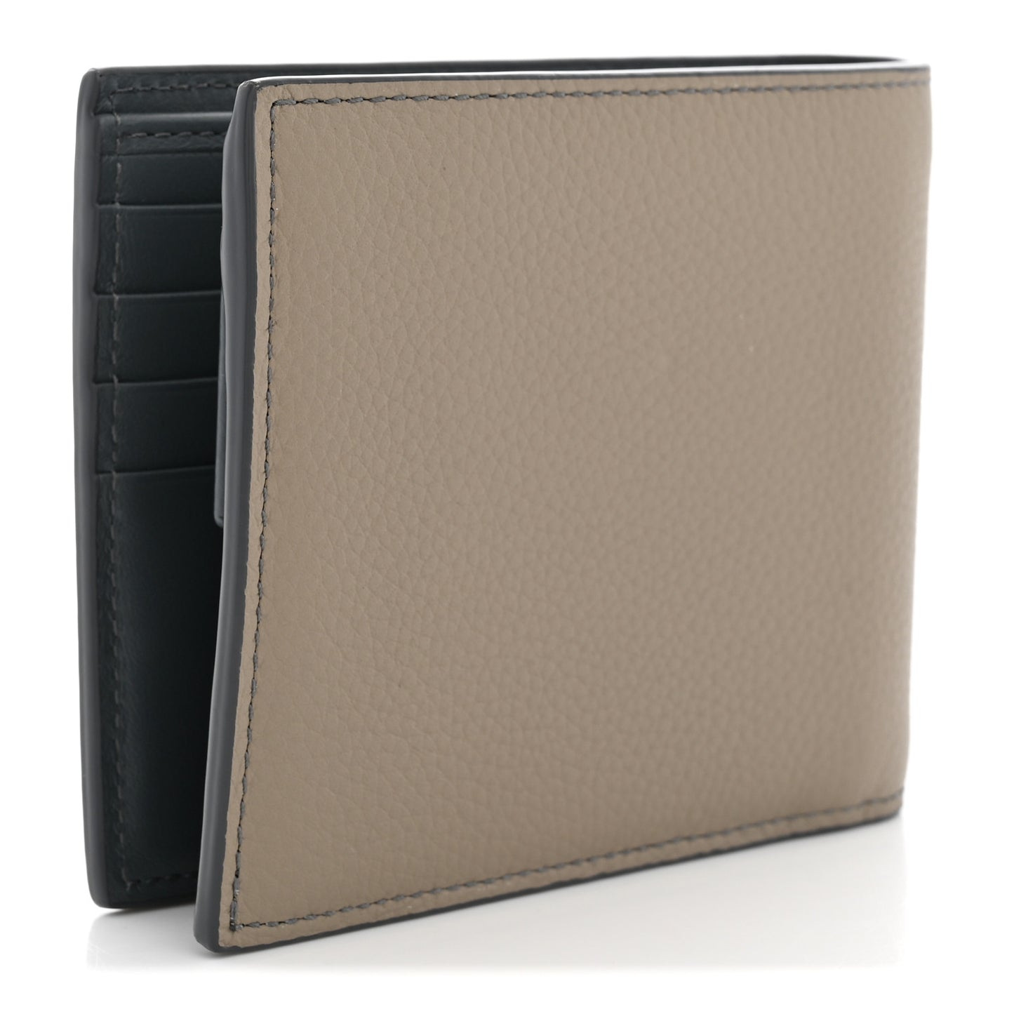 Calfskin Saddle Bifold Wallet Beige Blue
