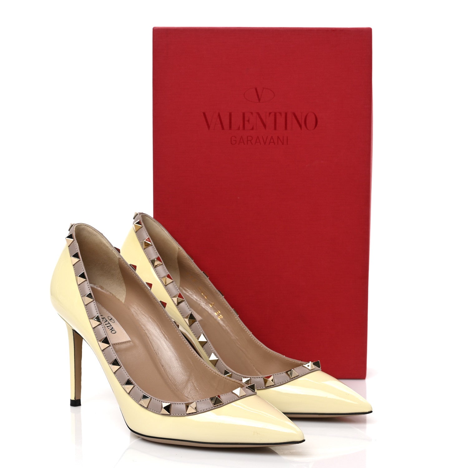 Valentino Garavani Patent Rockstud 85mm Pumps 38 Ivory Poudre 9 of 9