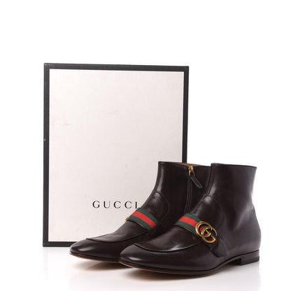 Gucci Goatskin Web Mens GG Ankle Boots 9 Cocoa 9 of 9