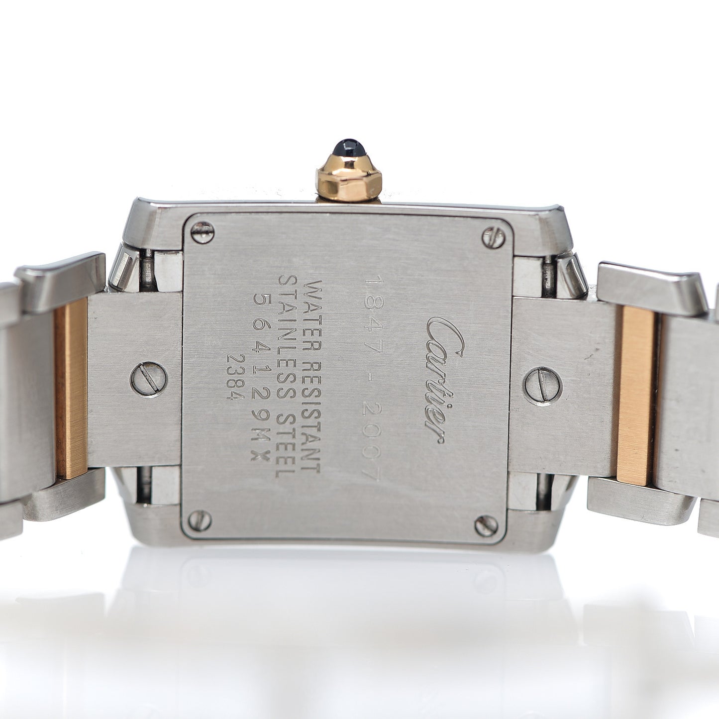 Stainless Steel 18K Pink Gold 20mm Tank Francaise 160th Anniversary Quartz Watch