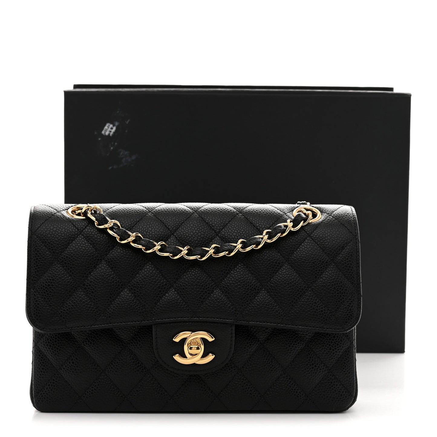 Caviar Quilted Small Double Flap Black