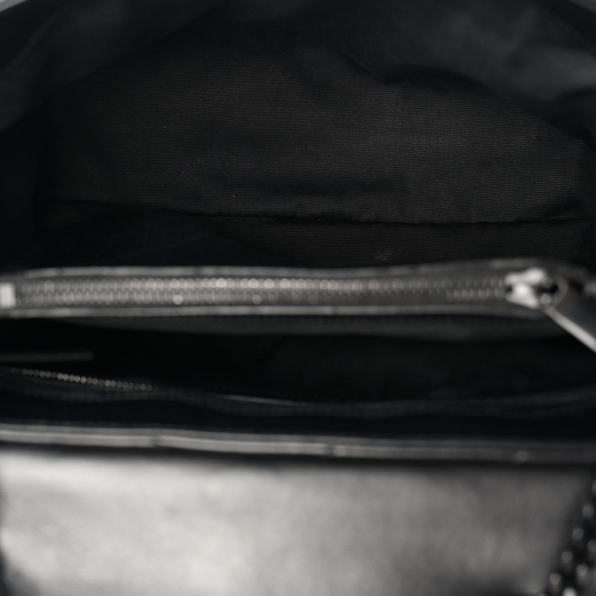 Calfskin Y Quilted Monogram Monochrome Medium Loulou Chain Satchel Black