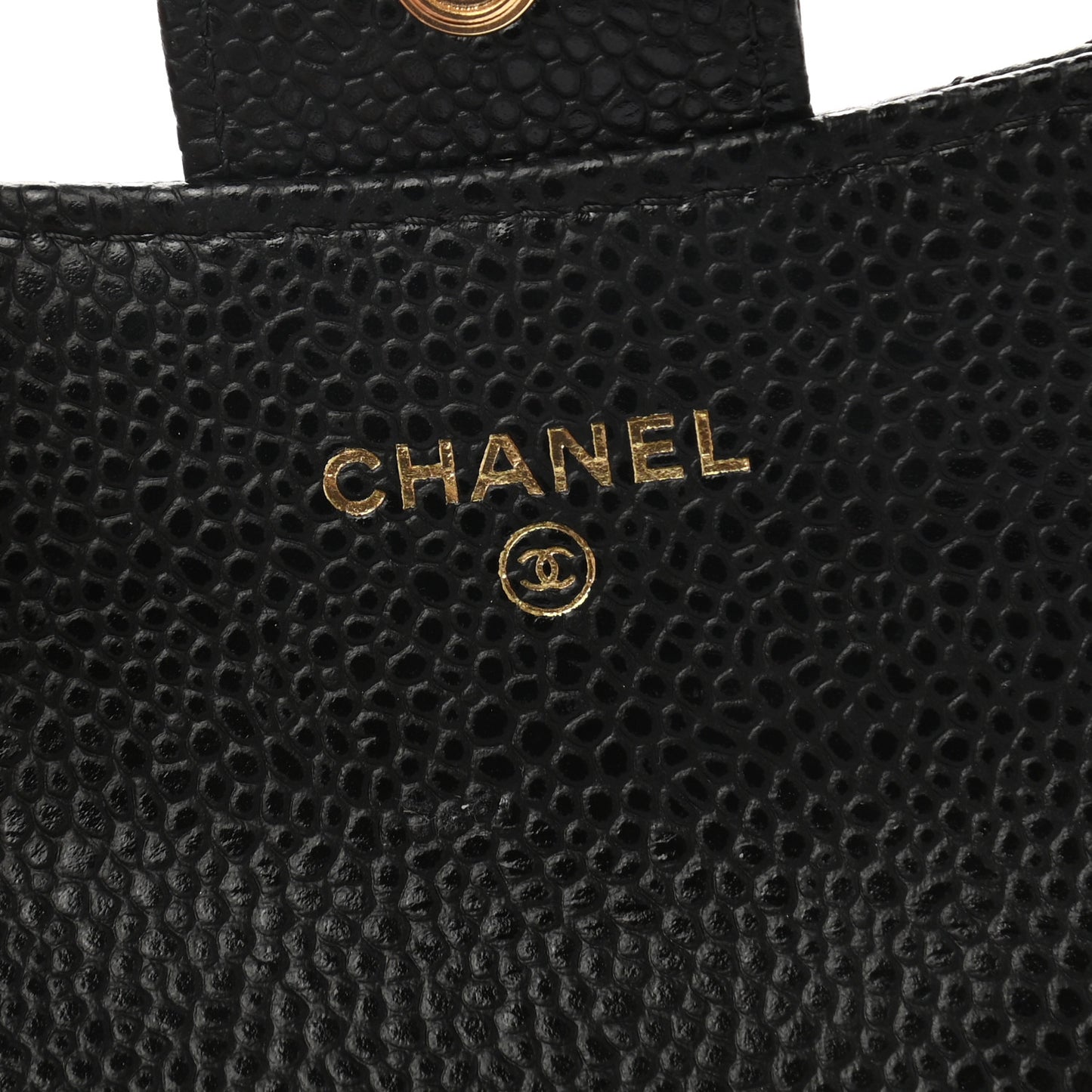 Caviar Quilted Flap Card Holder Wallet Black