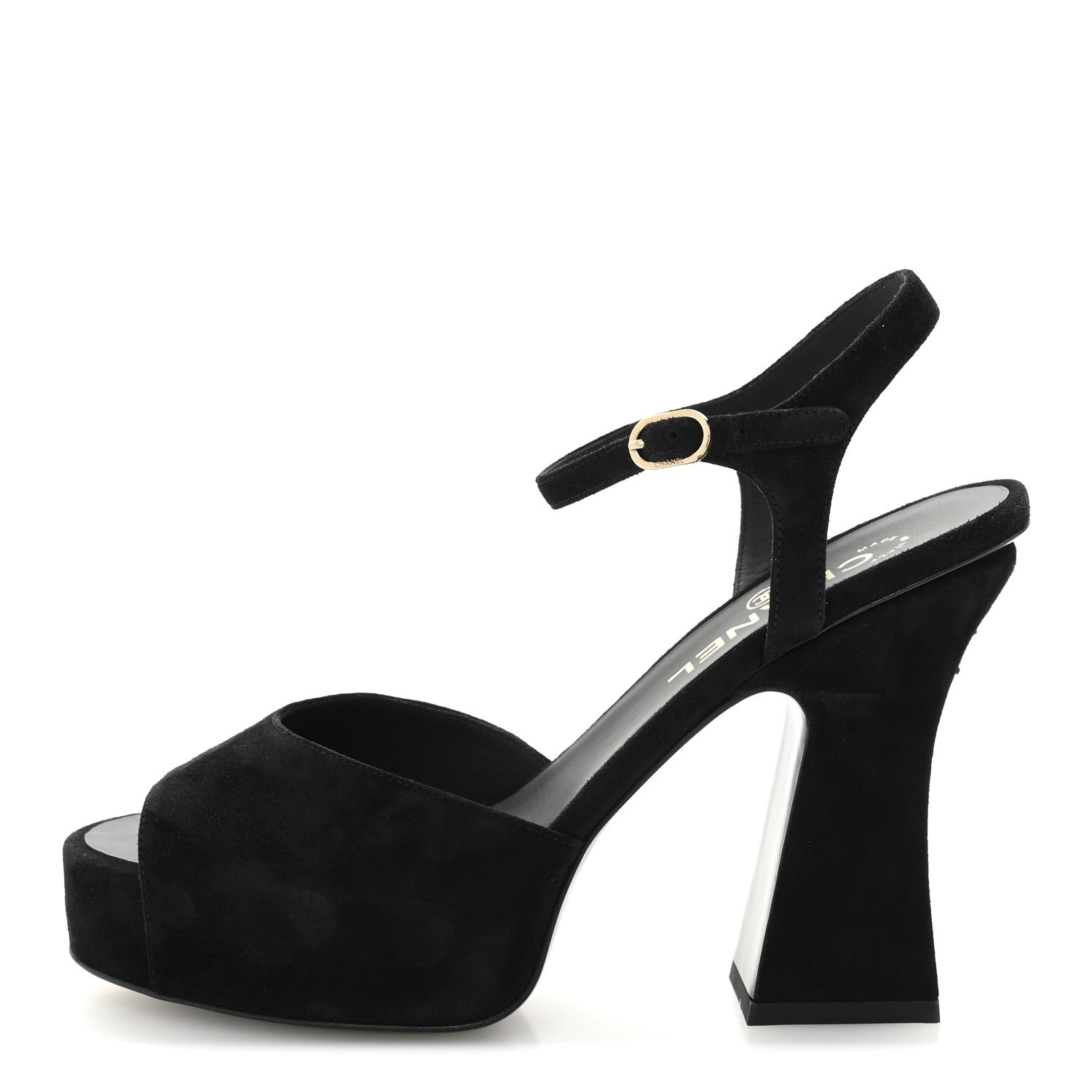 Chanel Suede Calfskin Platform Sandals 39 Black 1 of 11