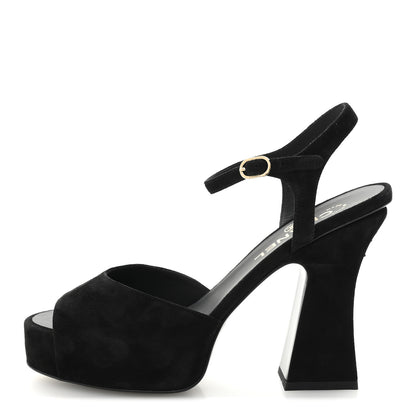 Chanel Suede Calfskin Platform Sandals 39 Black 1 of 11