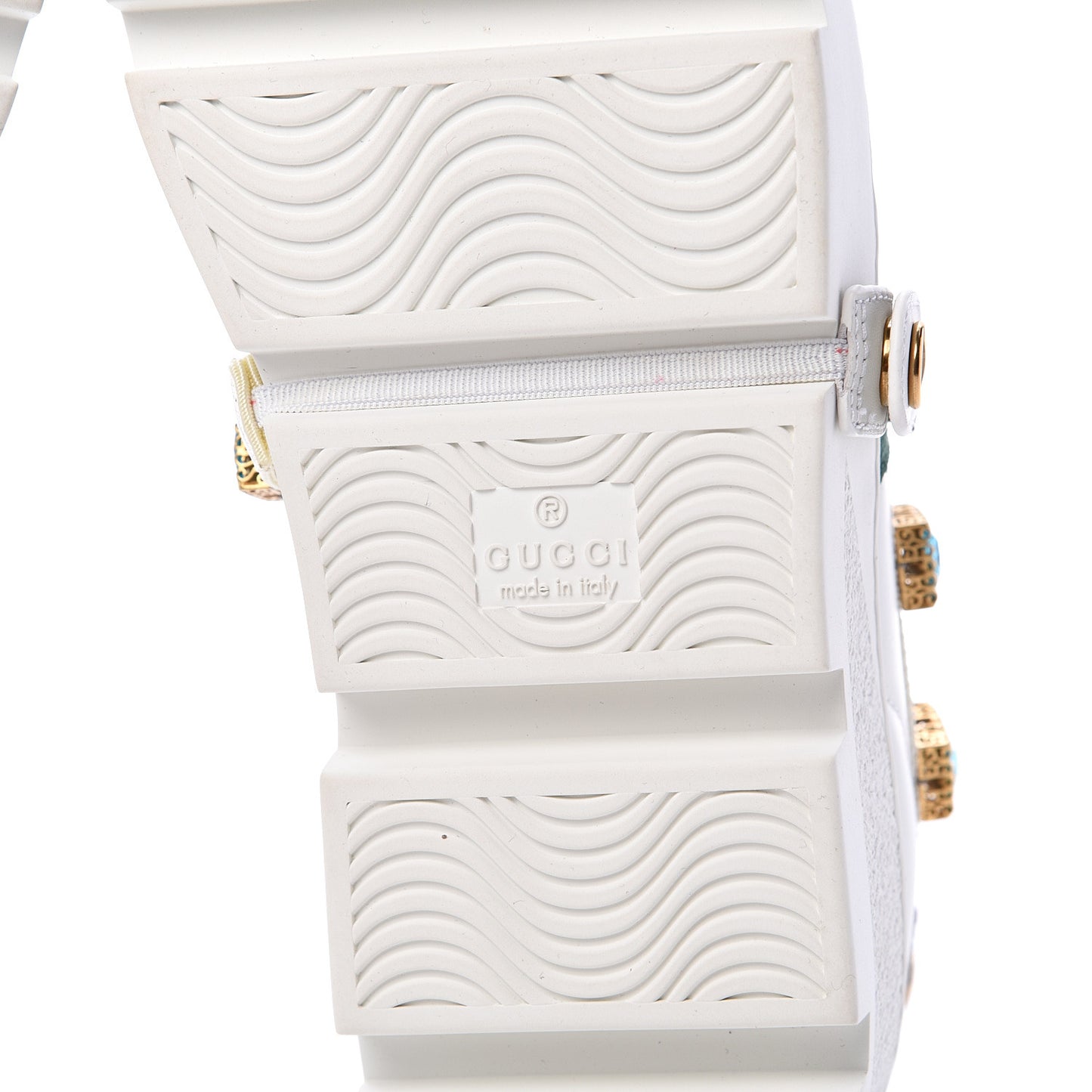 Calfskin Removable Crystals Bee Embroidered Womens Ace Platform Sneakers 39 White