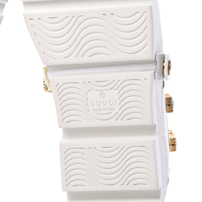 Gucci Calfskin Removable Crystals Bee Embroidered Womens Ace Platform Sneakers 39 White 6 of 8