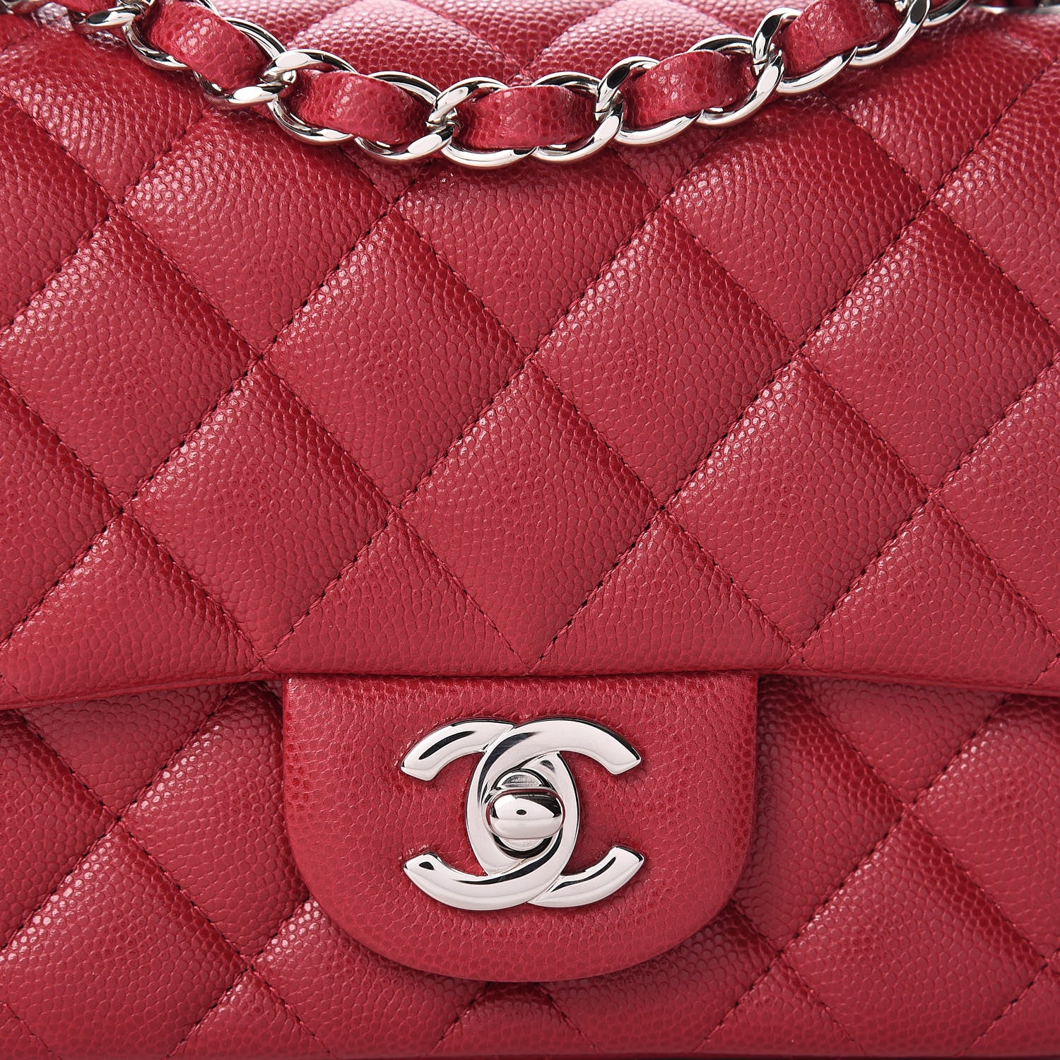 Chanel Caviar Quilted Mini Square Flap Dark Pink 8 of 15