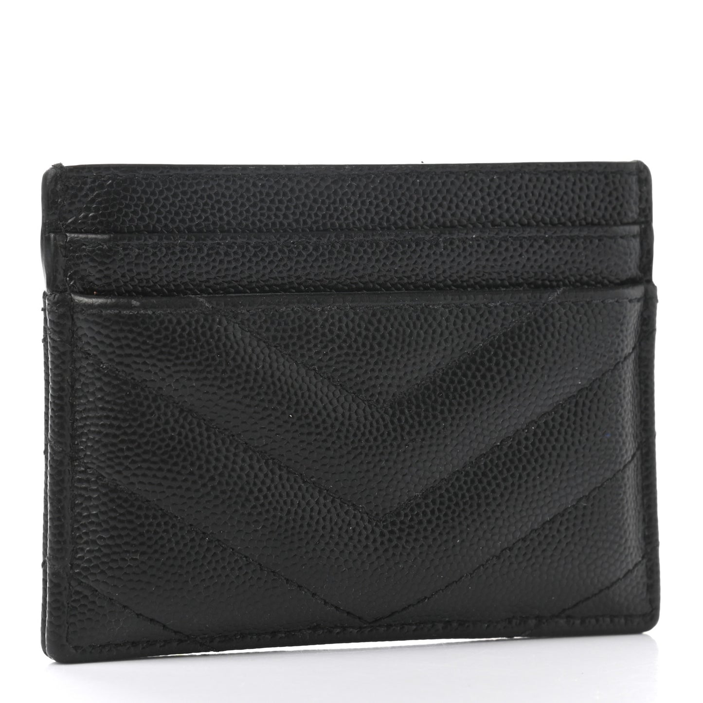 Grain De Poudre Matelasse Chevron Monogram Credit Card Case Black