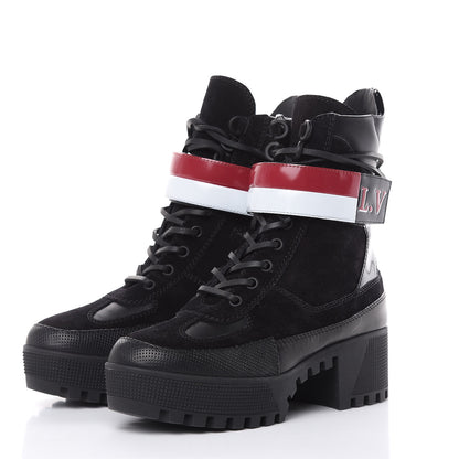 Louis Vuitton Suede Calfskin Laureate Platform Desert Boots 36 Black 3 of 7