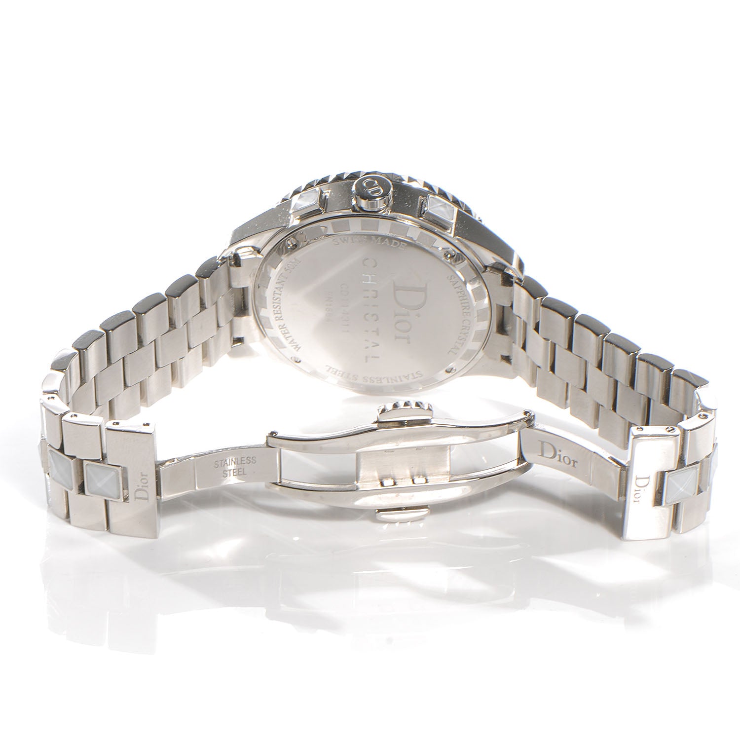 Christian Dior Stainless Steel Diamond Christal Chronograph Watch White 4 of 6