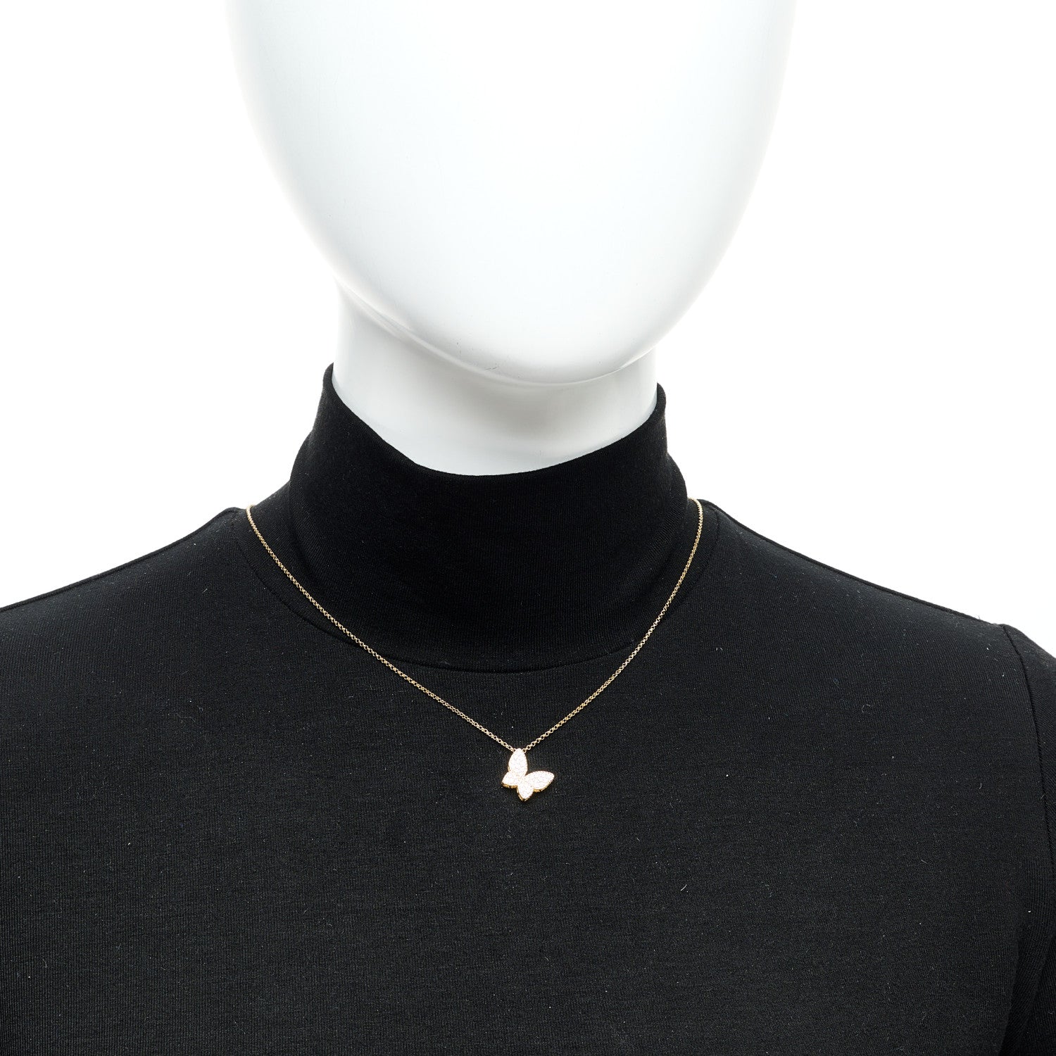 Roberto Coin 18K Yellow Gold Diamond Princess Butterfly Pendant Necklace 2 of 5