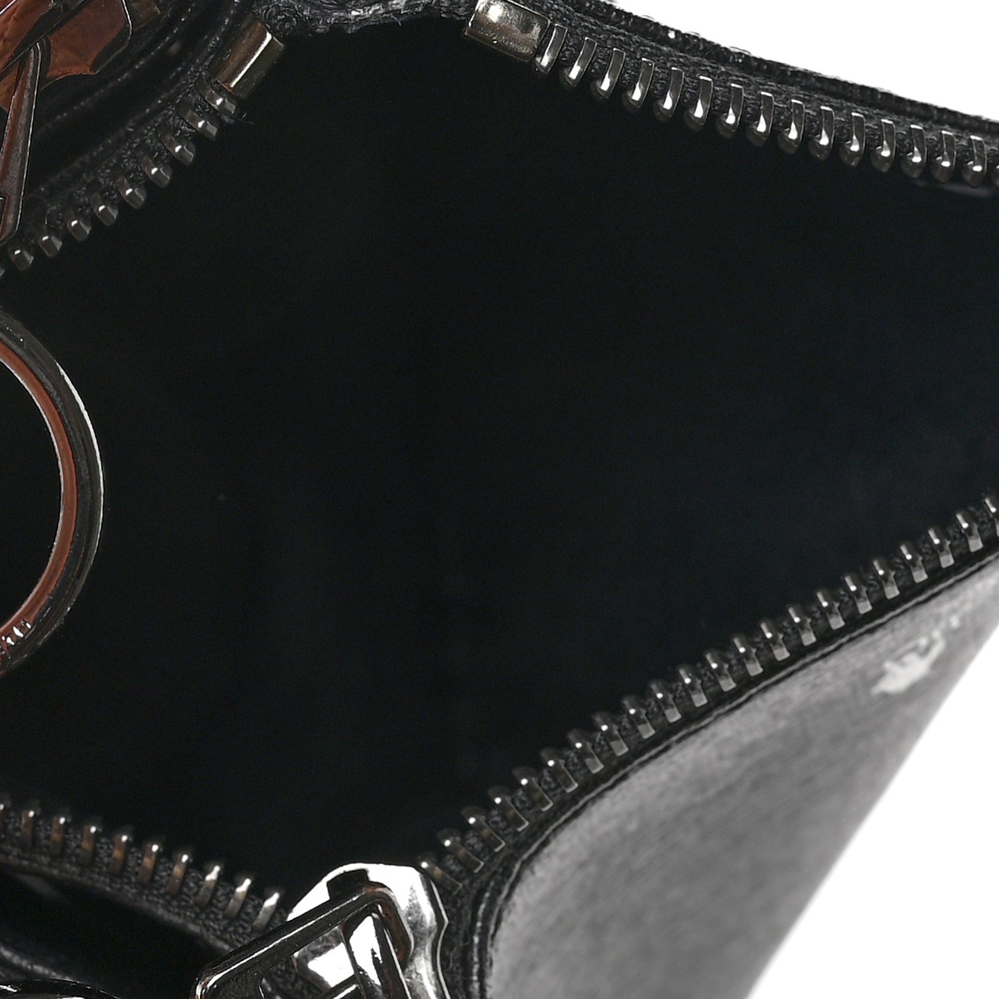 Saffiano Striped Diag Flat Pouch Black White