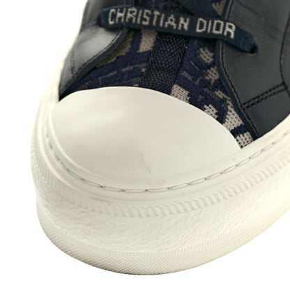 Christian Dior Technical Knit Calfskin Oblique Womens Walk'n Dior Mid Top Sneakers 38.5 Deep Blue 8 of 13