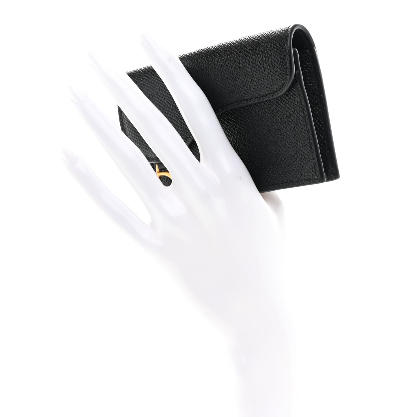 Grained Calfskin Saddle Card Holder Black