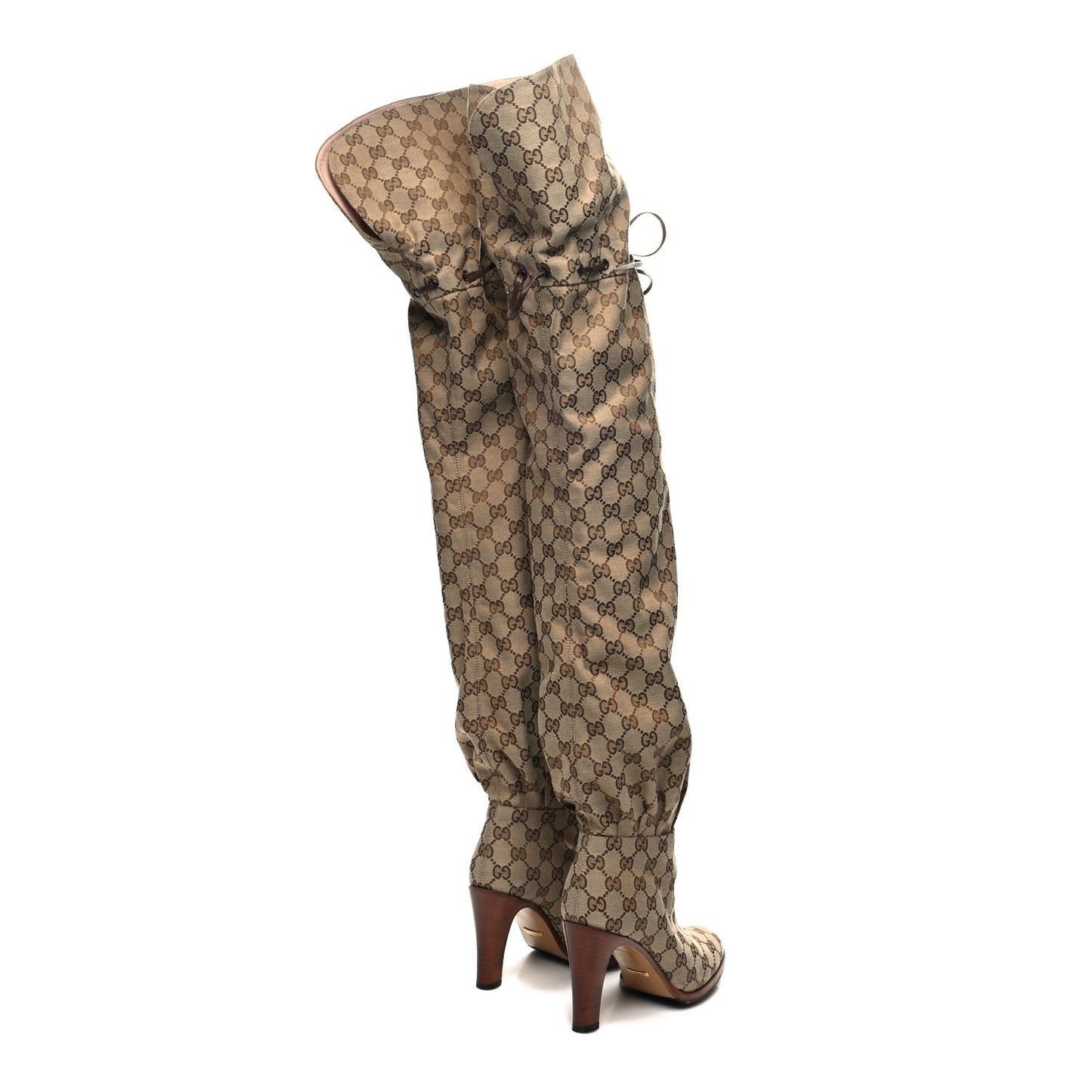 Monogram Over the Knee Boots 37.5 Beige Ebony
