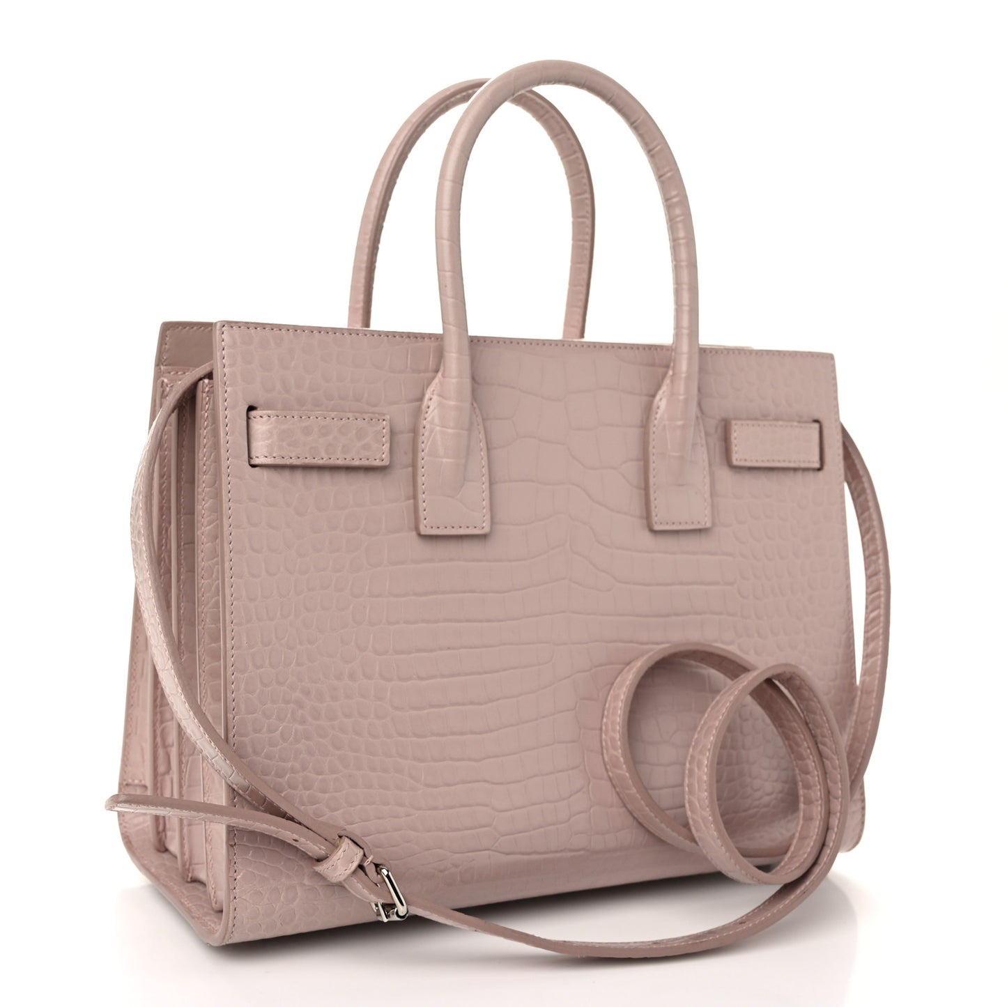 Calfskin Crocodile Embossed Baby Sac De Jour Rose Antic